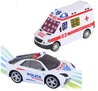 Carrinho Infantil Bate e Volta com Som e Luz 3D – Policial, Ambulância e Bombeiro – Diversão que brilha e não para!