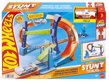 Hot Wheels Pista Campeão de Salto Corkscrew Espiral com 1 carrinho – A emoção das pistas em alta velocidade!