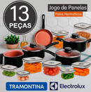 Jogo de panelas Tramontina c/ 8 potes herméticos Electrolux