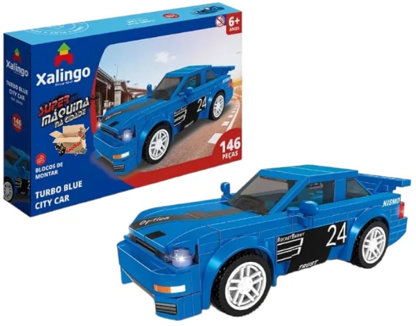 Brinquedo Pedagógico Blocos de Montar Carrinhos Super Máquina Cidade – Xalingo