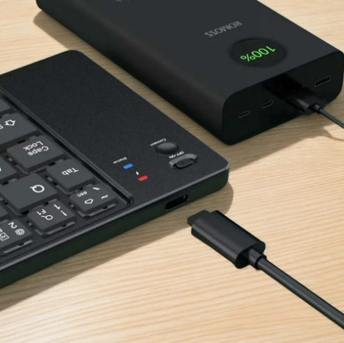 Teclado Sem Fio Bluetooth Recarregável Dobrável – Produtividade em Qualquer Lugar