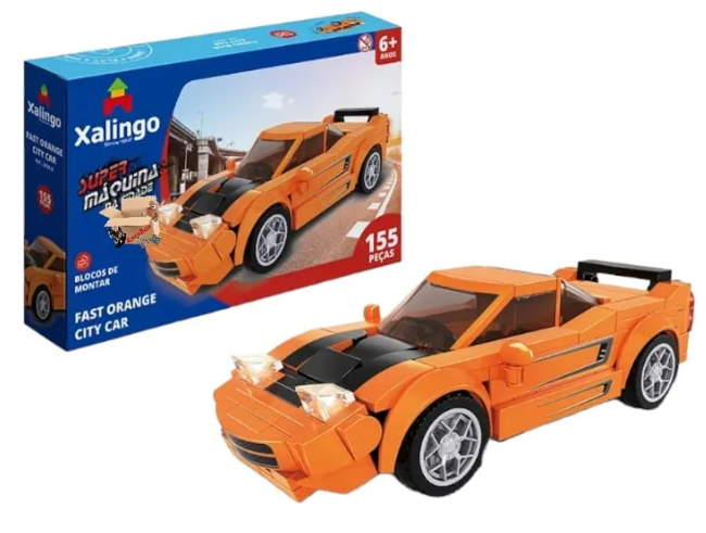 Brinquedo Pedagógico Blocos de Montar Carrinhos Super Máquina Cidade – Xalingo