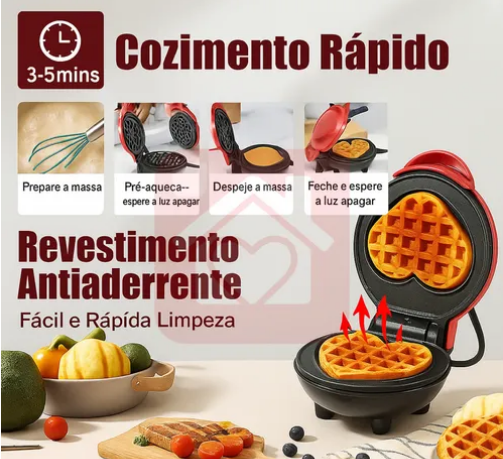 Máquina de Fazer Waffle / Mini Grill Panqueca Elétrica