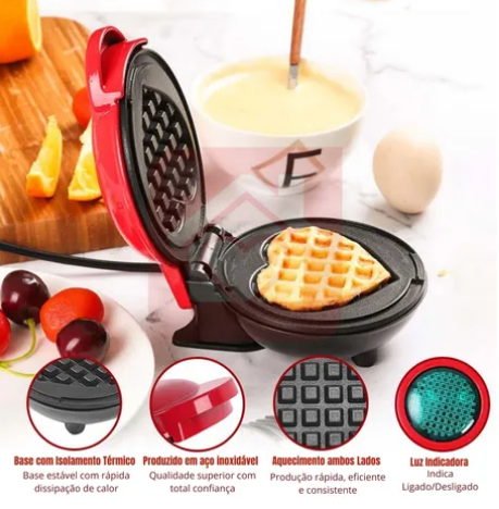 Máquina de Fazer Waffle / Mini Grill Panqueca Elétrica