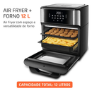 Air Fryer Forno Mondial 12L 2000W – Alta Potência, 3 Repartições e Sabor Sem Óleo!