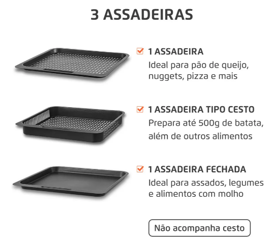 Air Fryer Forno Mondial 12L 2000W – Alta Potência, 3 Repartições e Sabor Sem Óleo!