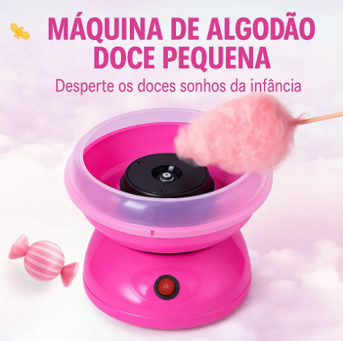 Mini Máquina de Algodão Doce Elétrica Diversão e Doçura em Casa
