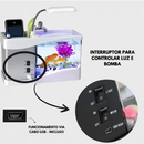 Mini Aquário com Relógio, Luminária e Porta-Objetos – Um Toque de Vida e Organização na Sua Mesa