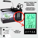 Mini Aquário com Relógio, Luminária e Porta-Objetos – Um Toque de Vida e Organização na Sua Mesa
