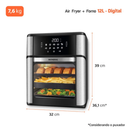 Air Fryer Forno Mondial 12L 2000W – Alta Potência, 3 Repartições e Sabor Sem Óleo!