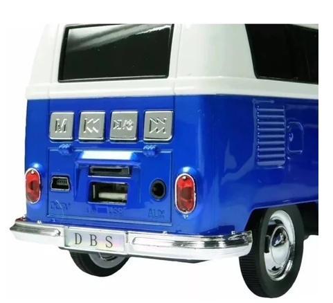Mini Caixa de Som Kombi Retrô MP3 com Rádio Digital FM, USB e MicroSD