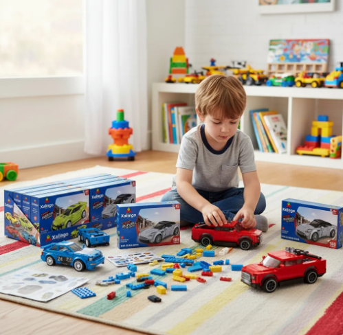 Brinquedo Pedagógico Blocos de Montar Carrinhos Super Máquina Cidade – Xalingo