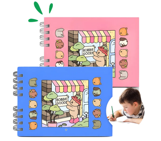 Caderno Bobbie Goods holográfico + 24 canetinhas