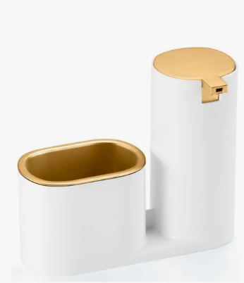 Porta Detergente e Bucha Arthi com Detalhes Cromados