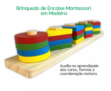 Brinquedo Montessori Infantil Educativo Didático de Encaixe – Aprender Brincando com Cores e Formas!