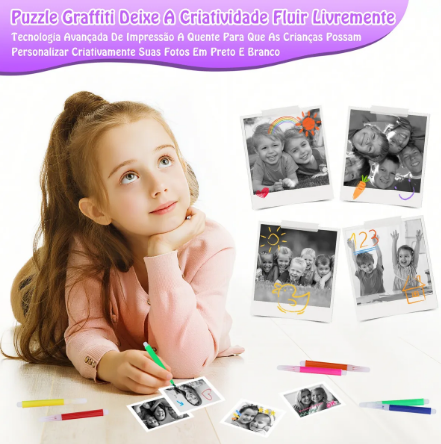 Câmera Infantil de Impressão Instantânea Colorida Com Cartão SD 32GB