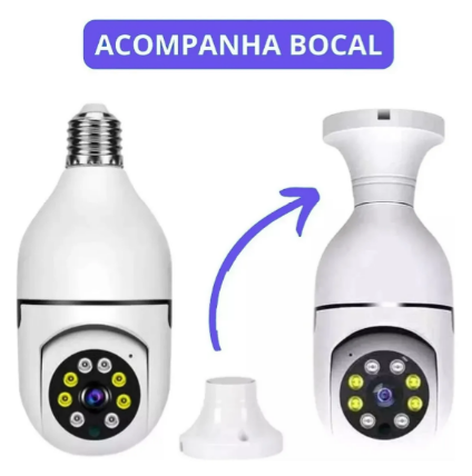 Câmera de Segurança Jortan IP Wi-Fi 360° Lâmpada Bocal E27 com Visão Noturna e Som Bidirecional – App Yoosee