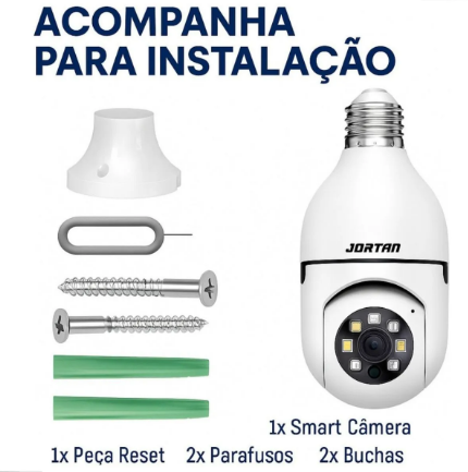 Câmera de Segurança Jortan IP Wi-Fi 360° Lâmpada Bocal E27 com Visão Noturna e Som Bidirecional – App Yoosee
