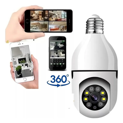 Câmera de Segurança Jortan IP Wi-Fi 360° Lâmpada Bocal E27 com Visão Noturna e Som Bidirecional – App Yoosee
