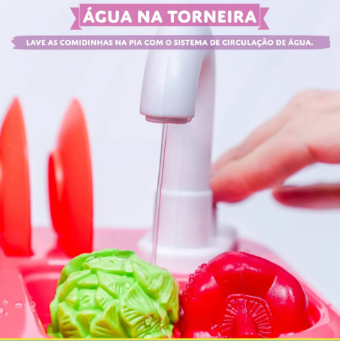 Cozinha infantil com geladeira e forno - sai fumaça e som