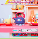 Cozinha infantil com geladeira e forno - sai fumaça e som