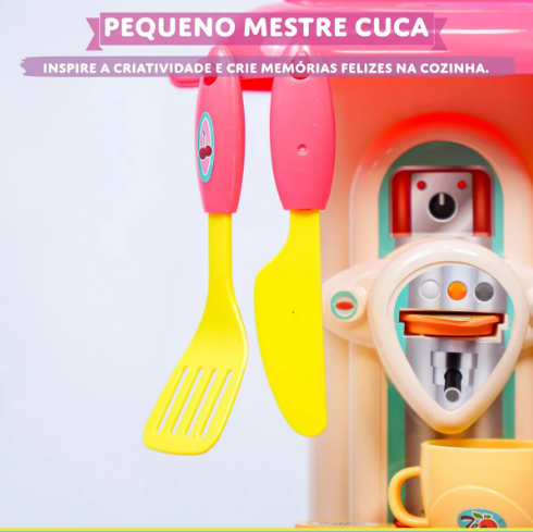 Cozinha infantil com geladeira e forno - sai fumaça e som