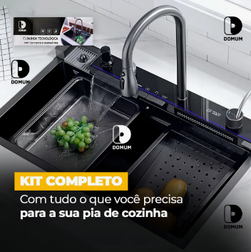 Cuba Gourmet Cascata com LED Inteligente – Inox 304 Premium DOMUM