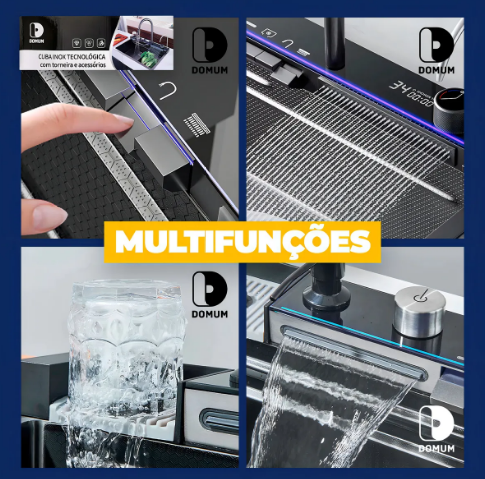 Cuba Gourmet Cascata com LED Inteligente – Inox 304 Premium DOMUM