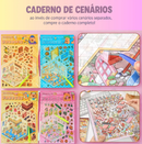 Kit 2 Cadernos de Adesivos 3D Capivara – Mini Mundo com Pinça e Cenários Encantadores!