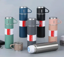 Kit Garrafa Térmica Vacuum Flask Set C/ 3 Xicaras 500ml Inox