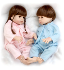 Boneca Reborn Recém-Nascida Casal Gêmeos Grande + Acessórios