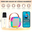 Caixinha Karaokê Mini Portátil com 2 Microfones Sem Fio Bluetooth