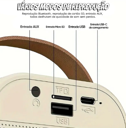 Caixinha Karaokê Mini Portátil com 2 Microfones Sem Fio Bluetooth