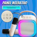 Caixinha Karaokê Mini Portátil com 2 Microfones Sem Fio Bluetooth