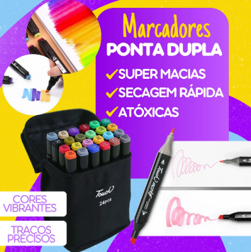 Caderno Bobbie Goods holográfico + 24 canetinhas