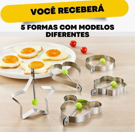 Kit 5 Formas de Aço Inox – Molde para Ovos, Omeletes e Tapiocas Dualh