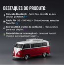 Mini Caixa de Som Kombi Retrô MP3 com Rádio Digital FM, USB e MicroSD