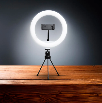 Luz Para Gravar Vídeos com Suporte de Celular e Tripé de Mesa – Estrutura Preta