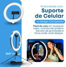 Luz Para Gravar Vídeos com Suporte de Celular e Tripé de Mesa – Estrutura Preta