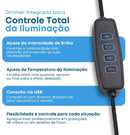 Luz Para Gravar Vídeos com Suporte de Celular e Tripé de Mesa – Estrutura Preta