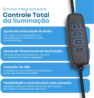 Ring Light 12 Polegadas 30 cm com Suporte de Celular e Tripé 2,10 m – Estrutura Preta