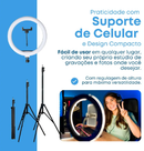 Ring Light 12 Polegadas 30 cm com Suporte de Celular e Tripé 2,10 m – Estrutura Preta