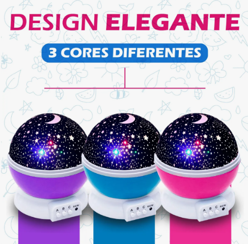 Luminária Projetor Estrela 360º Galaxy Abajur – Crie um Céu Estrelado no Quarto das Crianças