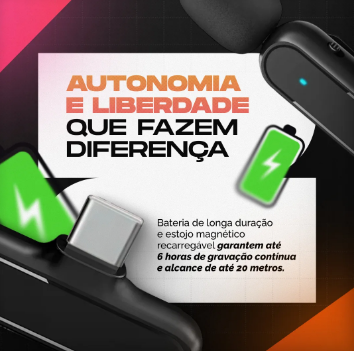 Microfone Sem Fio Duplo Profissional Maxnova – (Android/iPhone)