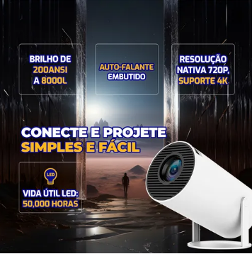 Mini Projetor Portátil FC Fullcam 4K Android Full HD Smart Wi-Fi – Cinema em Casa HY300