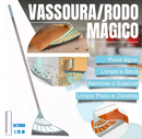 Kit Mop Flat com Balde Lava e Seca , Vassoura 2 em 1 e Rodo Mágico