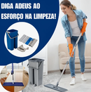 Kit Mop Flat com Balde Lava e Seca , Vassoura 2 em 1 e Rodo Mágico
