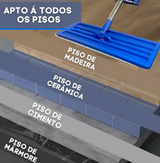 Kit Mop Flat com Balde Lava e Seca , Vassoura 2 em 1 e Rodo Mágico