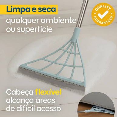 Kit Mop Flat com Balde Lava e Seca , Vassoura 2 em 1 e Rodo Mágico