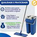 Kit Mop Flat com Balde Lava e Seca , Vassoura 2 em 1 e Rodo Mágico